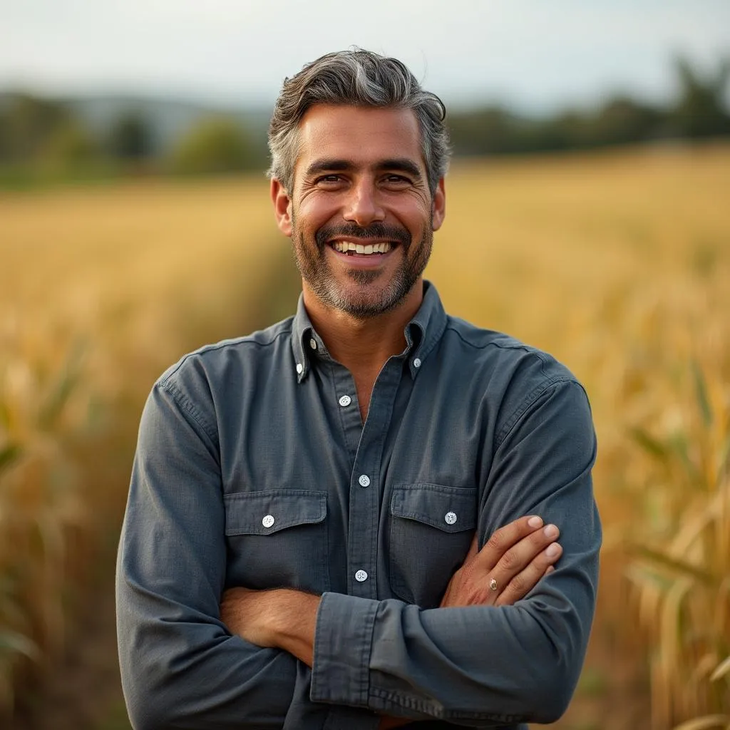 Empresario agrícola argentino sonriendo